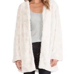 Minkpink faux fur coat, white. Size Small
